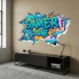 Adesivi Murali: Buco nel Muro Gamer Zone Graffiti 6