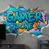 Adesivi Murali: Buco nel Muro Gamer Zone Graffiti 7