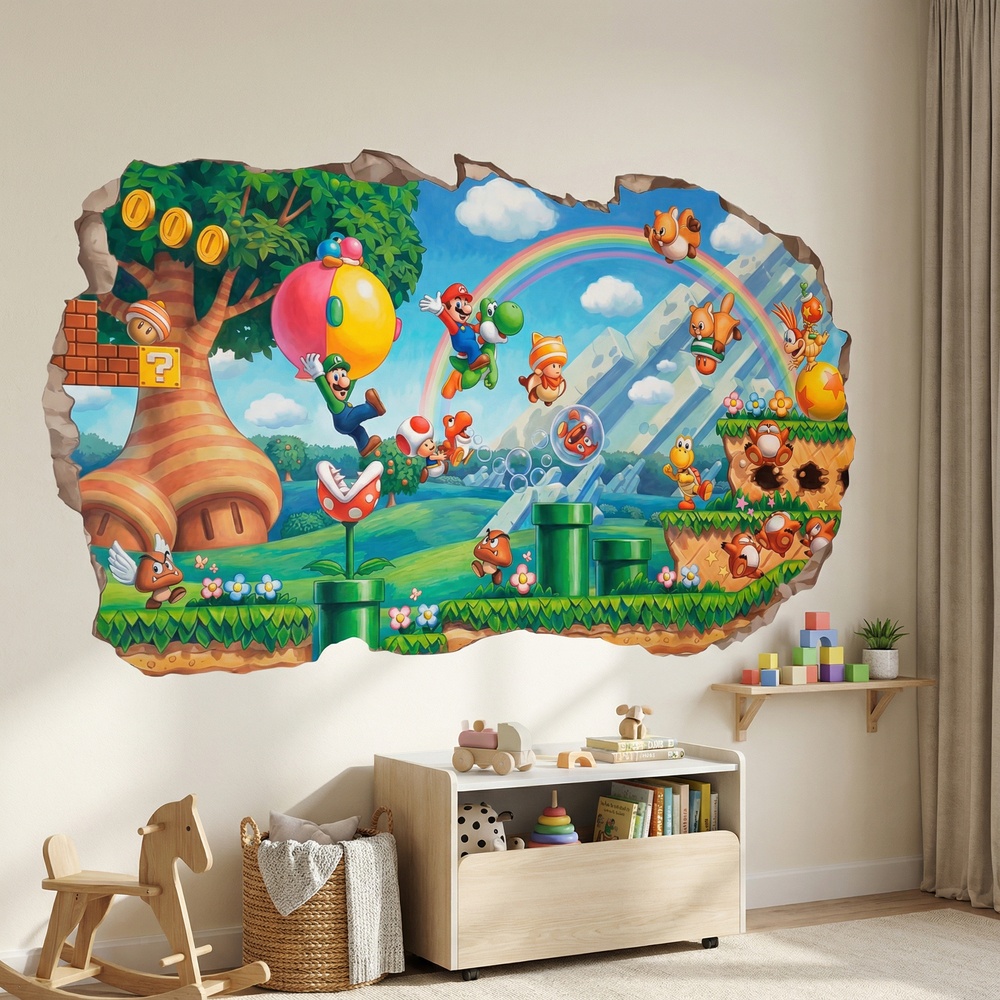 Adesivi per Bambini: Buco nel Muro Super Mario