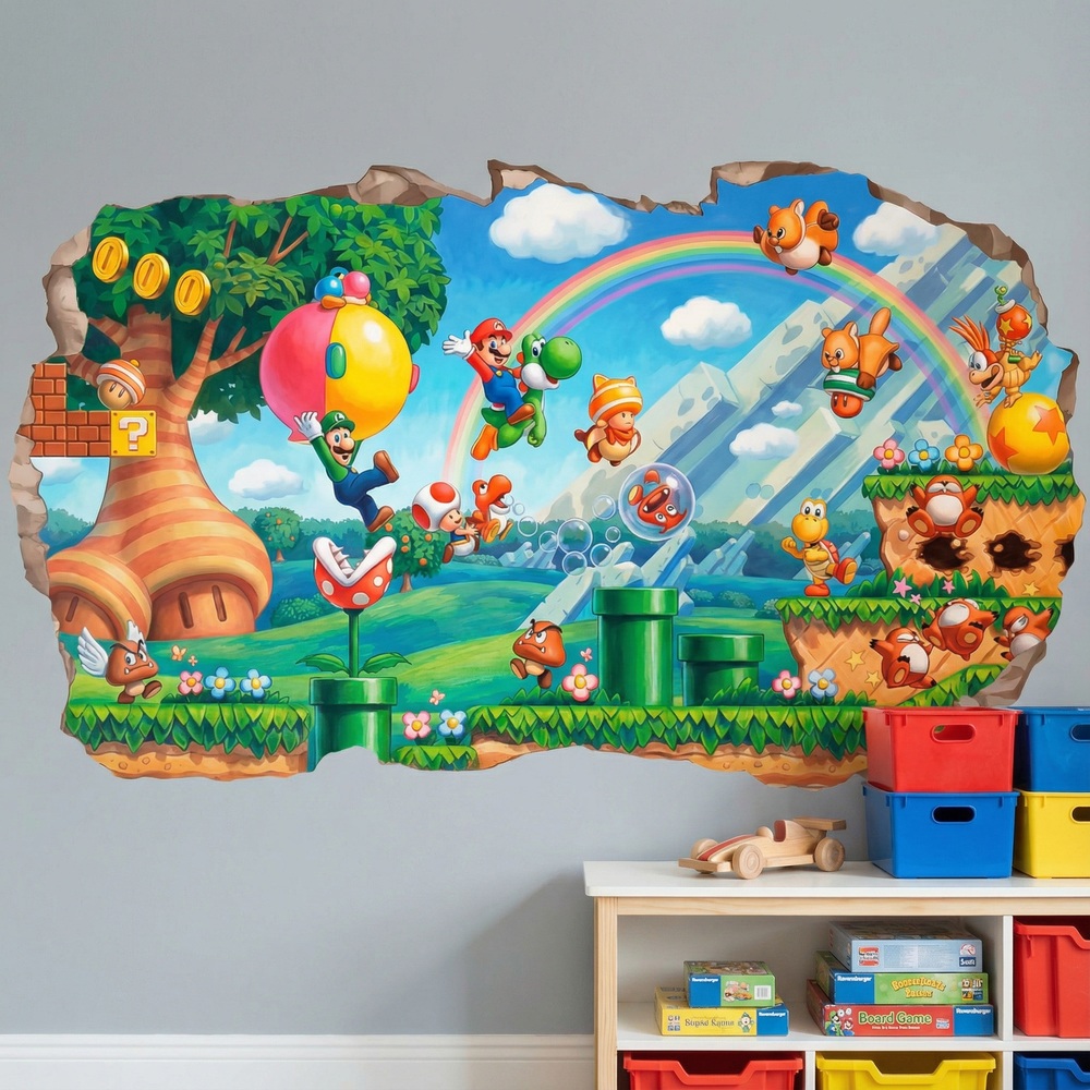 Adesivi per Bambini: Buco nel Muro Super Mario