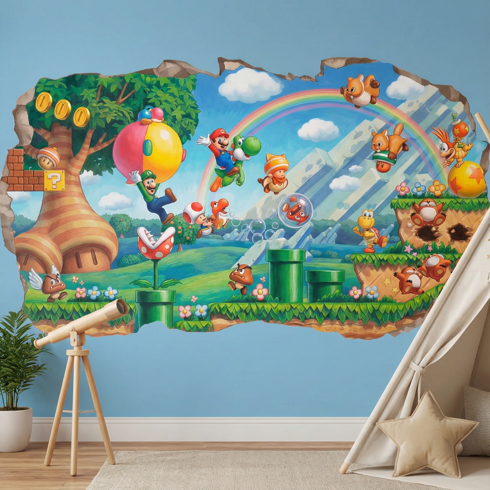 Adesivi per Bambini: Buco nel Muro Super Mario