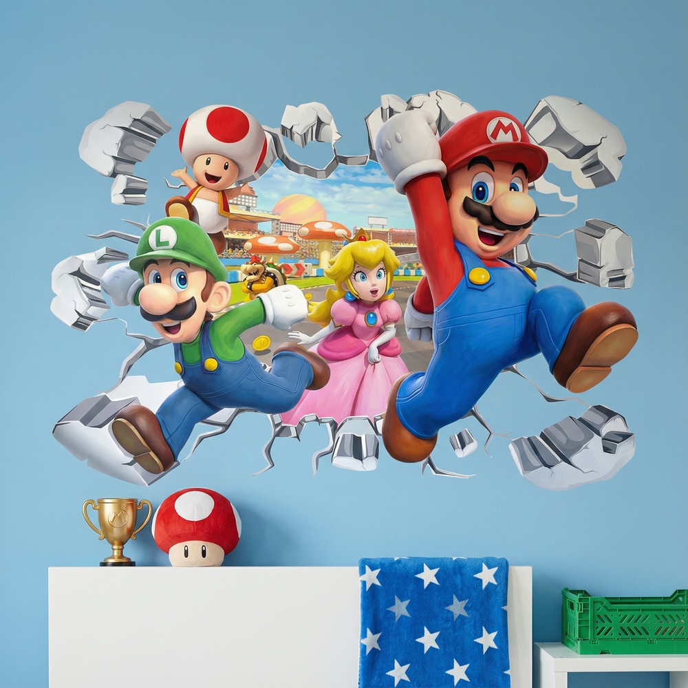 Adesivi per Bambini: Buco nel Muro Super Mario Personaggi