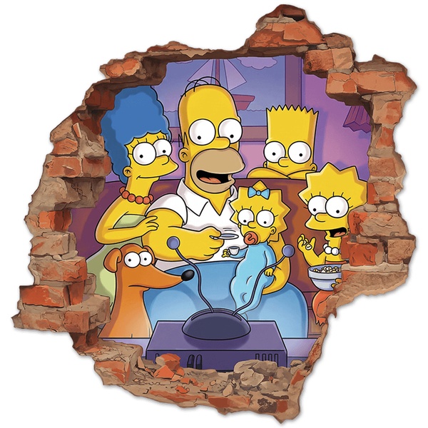 Adesivi per Bambini: Buco nel Muro Famiglia Simpson Divano
