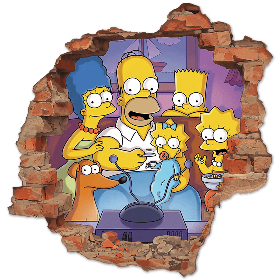 Adesivi per Bambini: Buco nel Muro Famiglia Simpson Divano