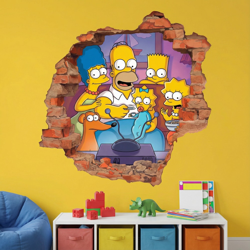 Adesivi per Bambini: Buco nel Muro Famiglia Simpson Divano