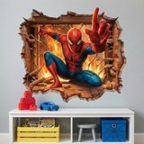 Adesivi per Bambini: Buco nel Muro Spiderman Fuoco 4