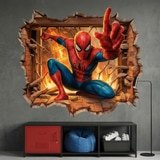 Adesivi per Bambini: Buco nel Muro Spiderman Fuoco 7