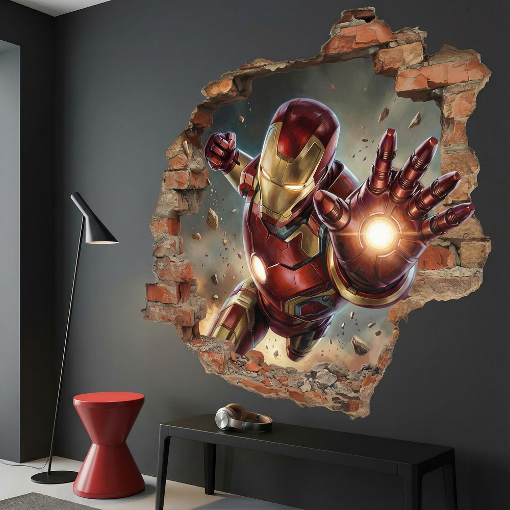 Adesivi per Bambini: Buco nel Muro Iron Man Impatto