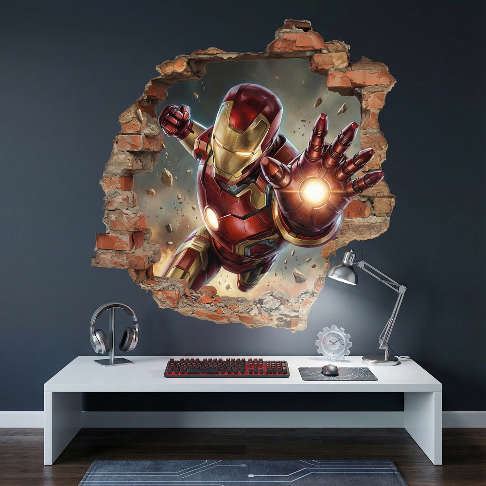 Adesivi per Bambini: Buco nel Muro Iron Man Impatto