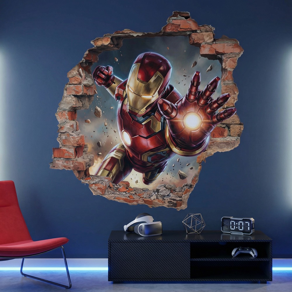 Adesivi per Bambini: Buco nel Muro Iron Man Impatto