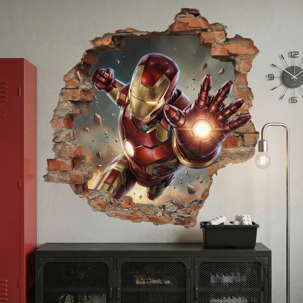 Adesivi per Bambini: Buco nel Muro Iron Man Impatto