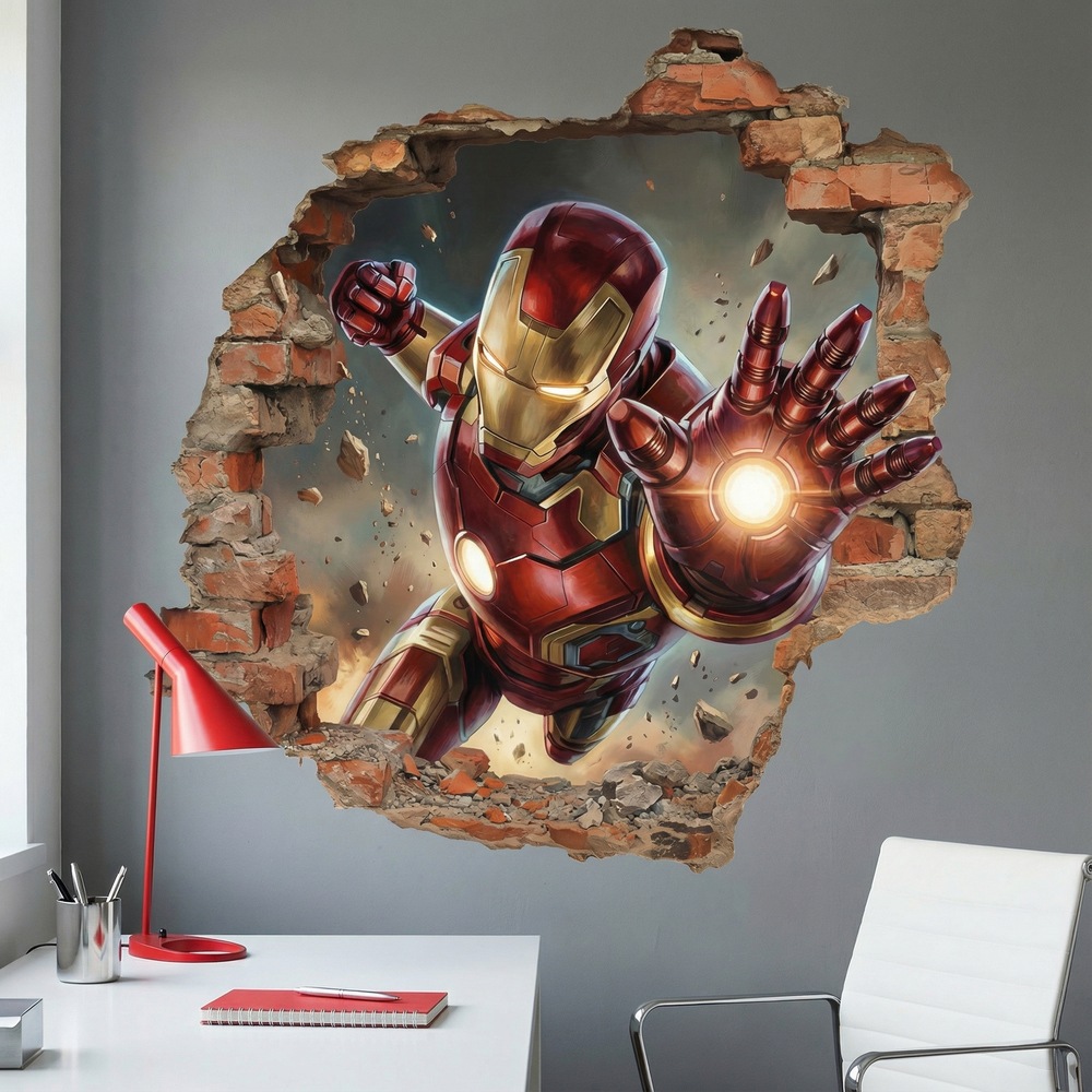 Adesivi per Bambini: Buco nel Muro Iron Man Impatto