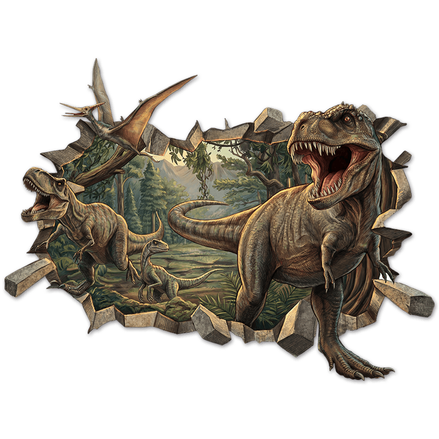 Adesivi per Bambini: Buco nel Muro Dinosauri Selvaggi