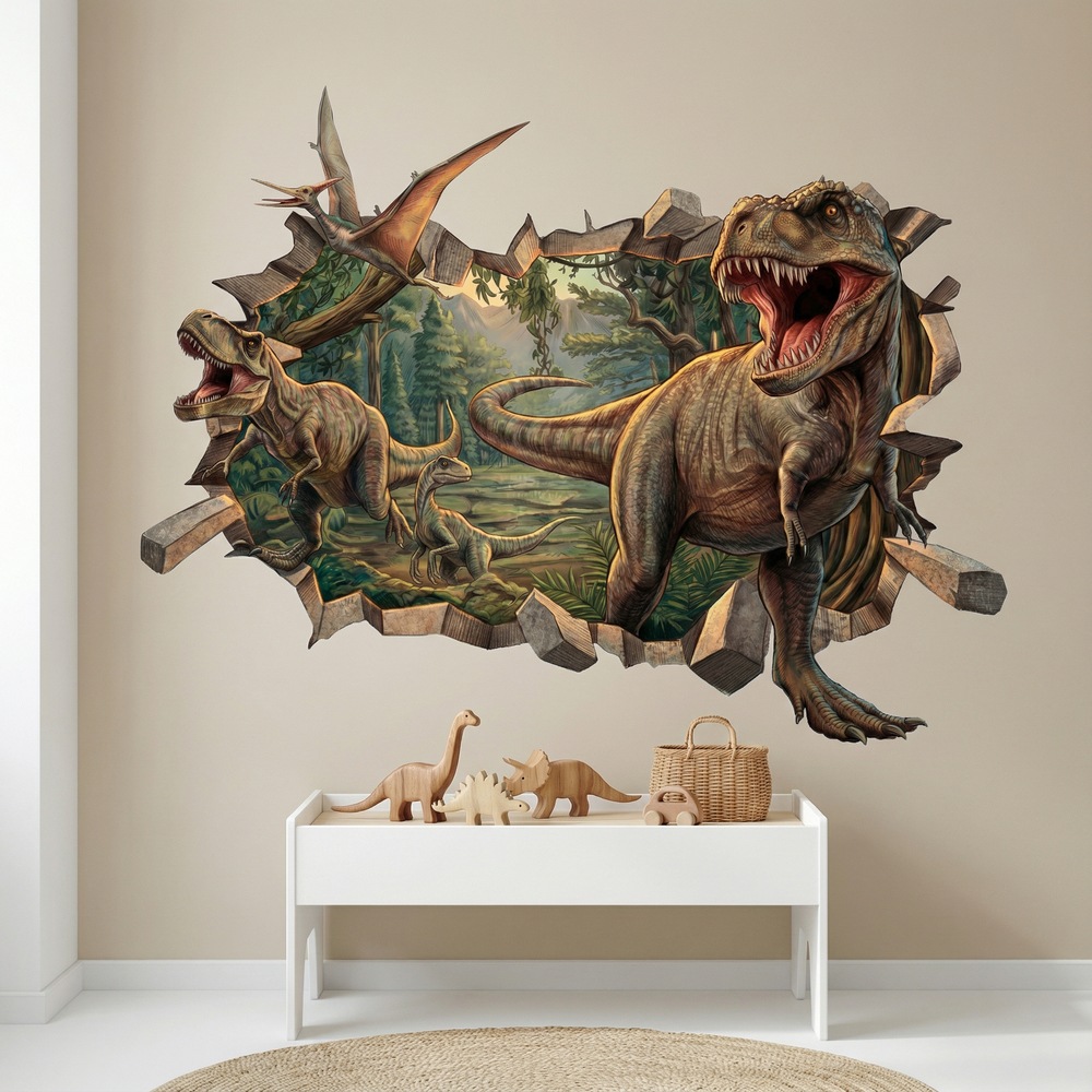 Adesivi per Bambini: Buco nel Muro Dinosauri T-Rex