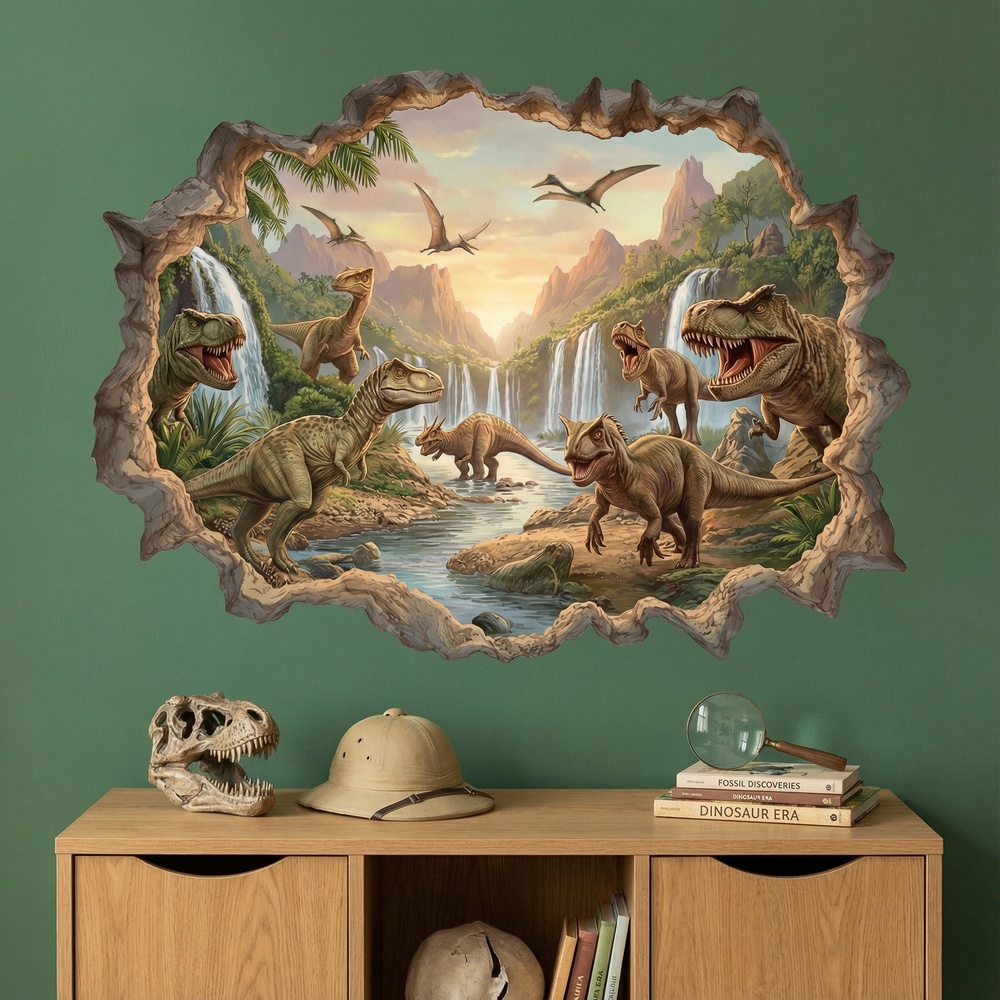 Adesivi per Bambini: Buco nel Muro Regno Giurassico