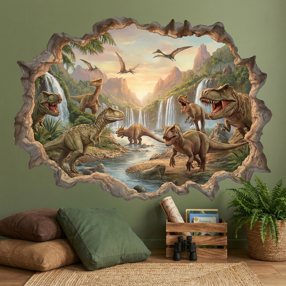 Adesivi per Bambini: Buco nel Muro Regno Giurassico