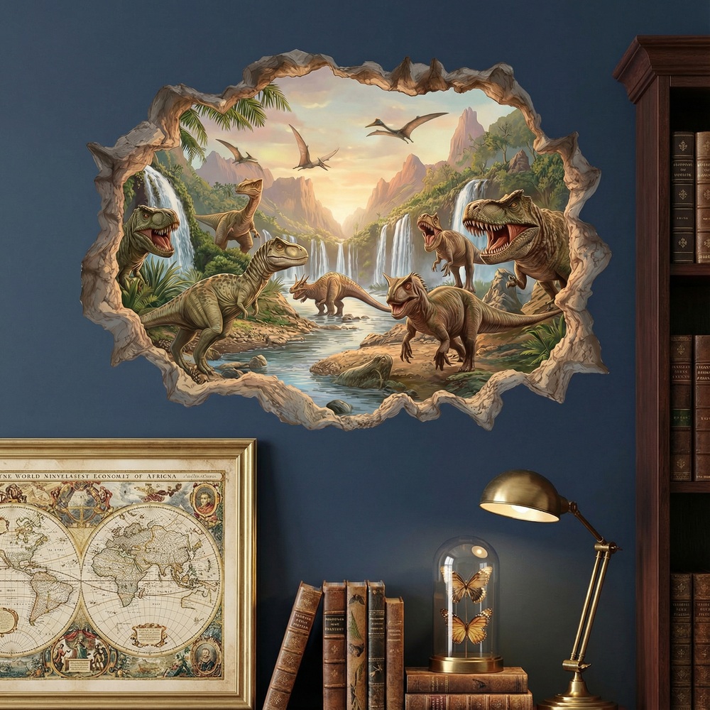 Adesivi per Bambini: Buco nel Muro Regno Giurassico