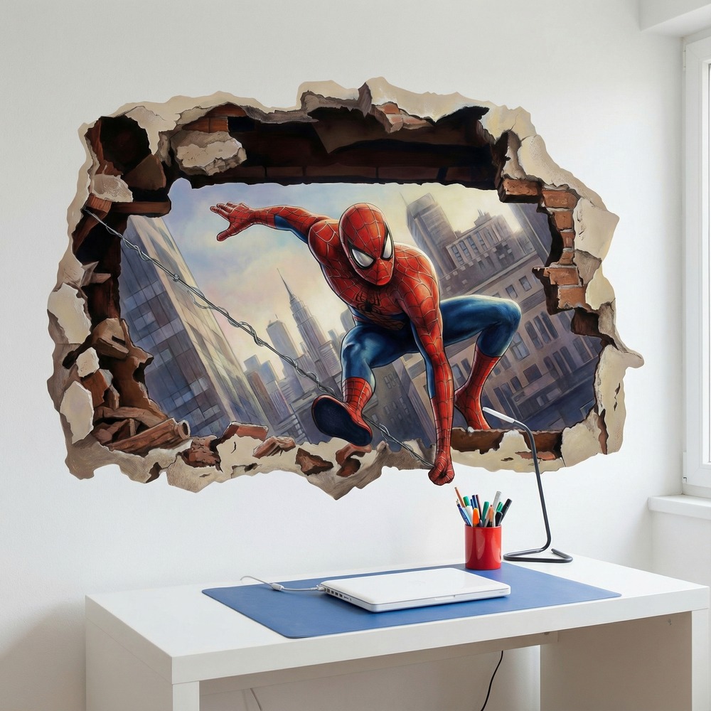 Adesivi per Bambini: Buco nel Muro Spider-Man Azione