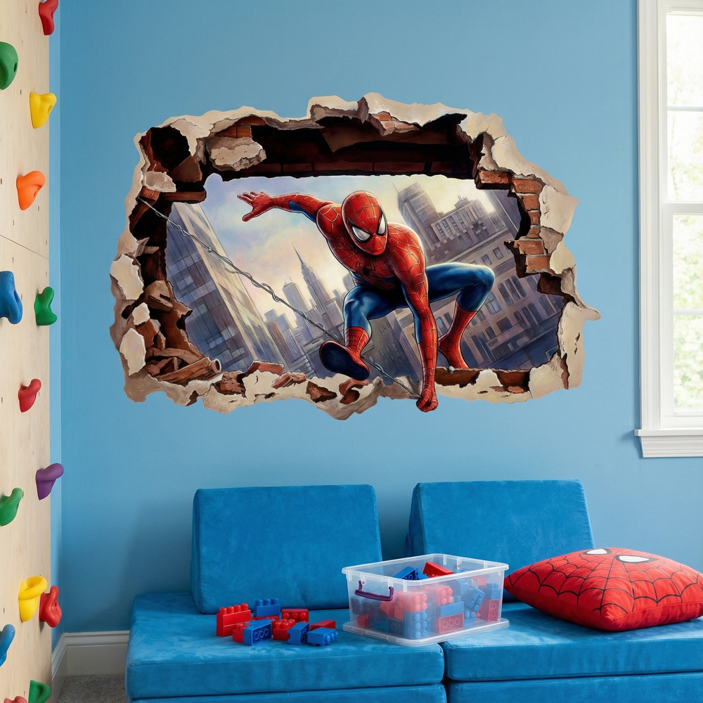 Adesivi per Bambini: Buco nel Muro Spider-Man Azione