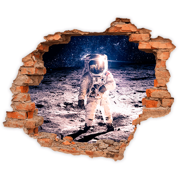 Adesivi Murali: Buco Astronauta sulla luna