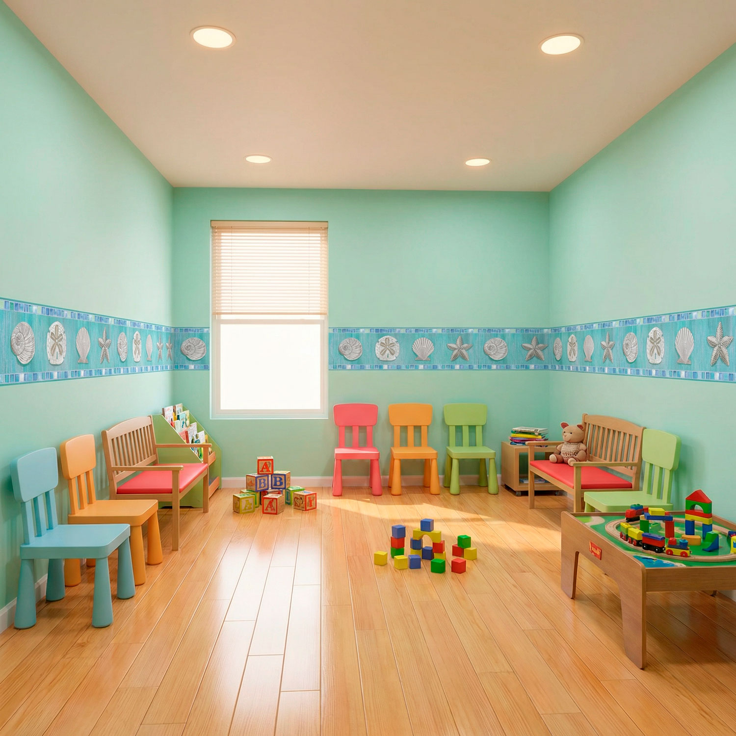 Adesivi Murali: Carta da parate bordo conchiglie 