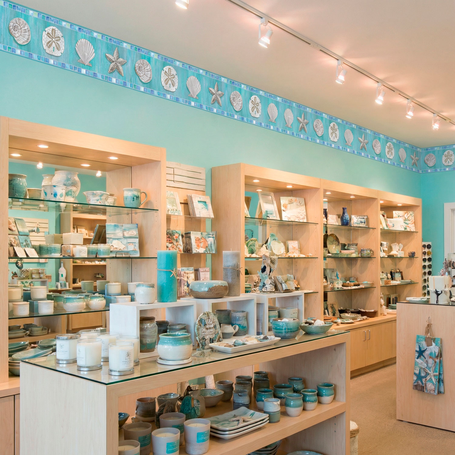 Adesivi Murali: Carta da parate bordo conchiglie 