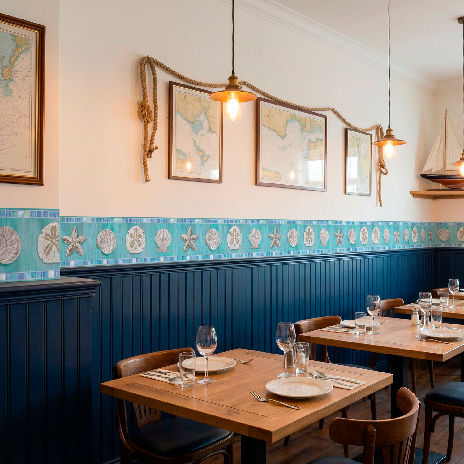 Adesivi Murali: Carta da parate bordo conchiglie 