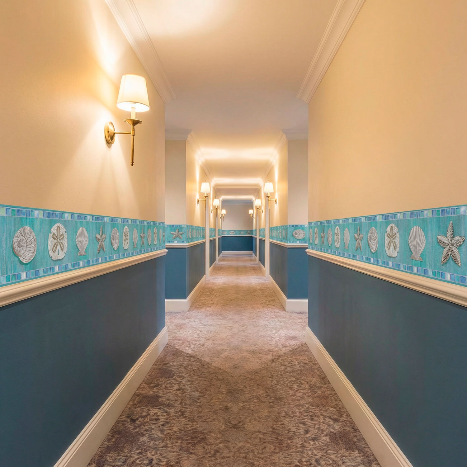 Adesivi Murali: Carta da parate bordo conchiglie 