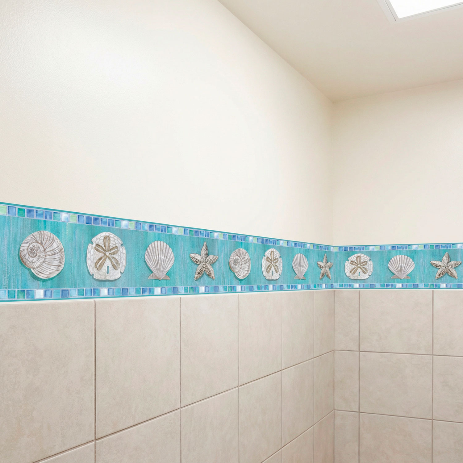 Adesivi Murali: Carta da parate bordo conchiglie 