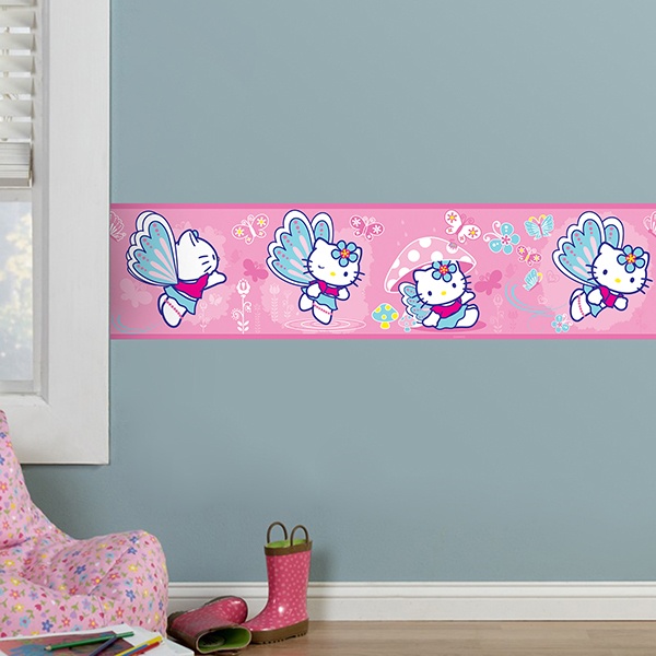 Adesivi per Bambini: Bordo Hello Kitty Farfalla 1