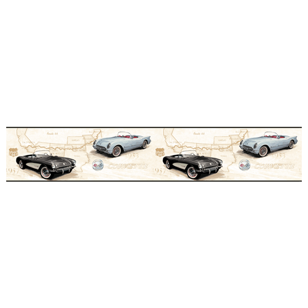 Adesivi Murali: Corvette y Route 66