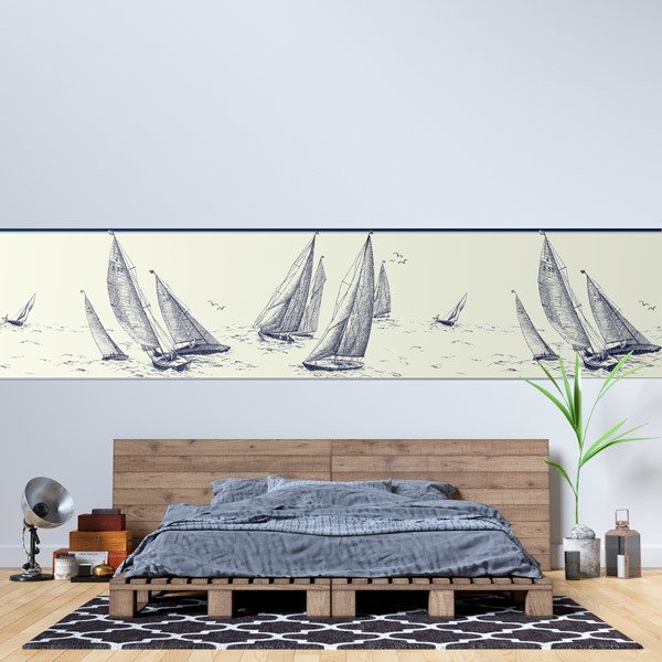Adesivi Murali: Barche a Vela Disegnate