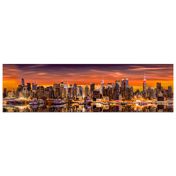 Adesivi Murali: Grattacielo e banchina al tramonto