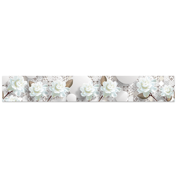 Adesivi Murali: Rose bianche su tegole