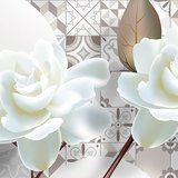 Adesivi Murali: Rose bianche su tegole 3