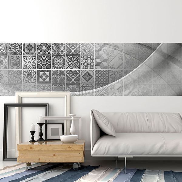 Adesivi Murali: Piastrelle e curve in bianco e nero