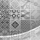 Adesivi Murali: Piastrelle e curve in bianco e nero 3