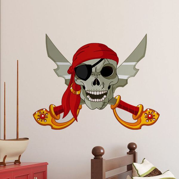 Adesivi per Bambini: Cranio dei pirati a colori