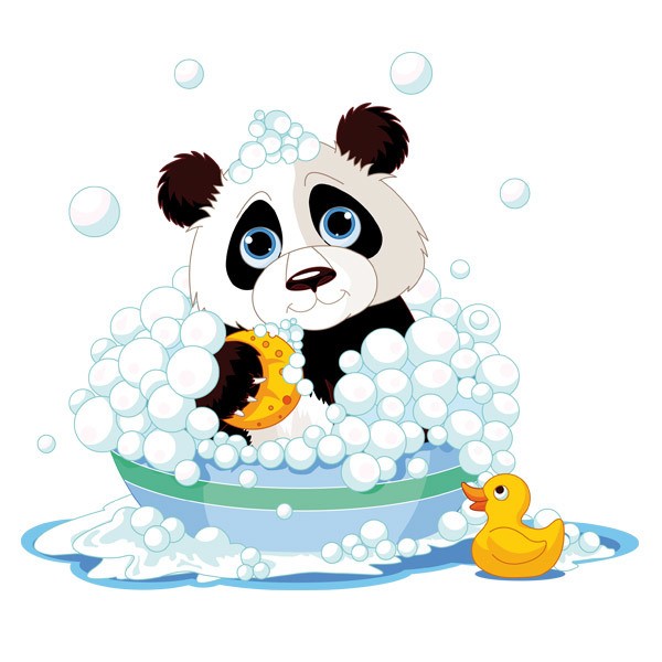 Adesivi per Bambini: Panda nella vasca da bagno