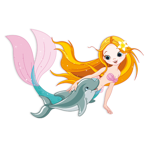 Adesivi per Bambini: Sirena e delfino nuoto 0