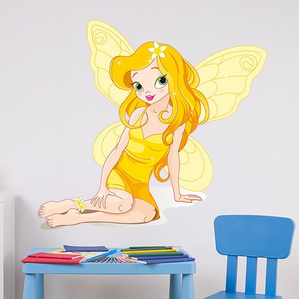 Adesivi per Bambini: Fata farfalla gialla 1