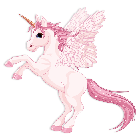 Adesivi Murali: Unicorno con le ali rosa 0