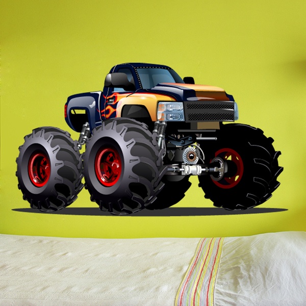 Adesivi per Bambini: Monster Truck blu scuro e arancione