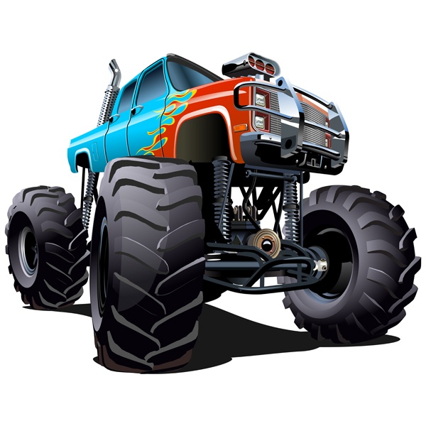 Adesivi per Bambini: Monster Truck blu con fiamme rosse