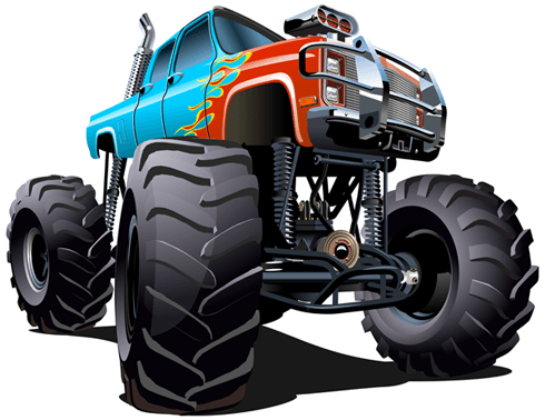 Adesivi per Bambini: Monster Truck blu con fiamme rosse