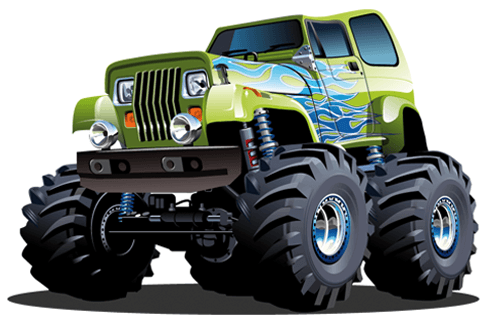 Adesivi per Bambini: Monster Truck verde con fiamme blu