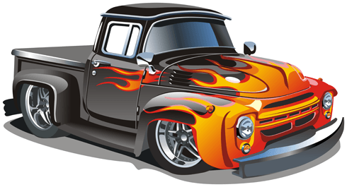Adesivi per Bambini: Pick-up hot rod nero con fiamme