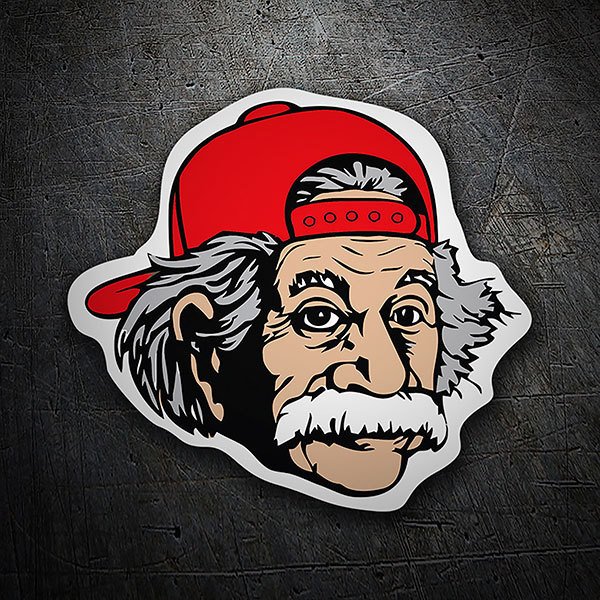 Adesivi per Auto e Moto: Albert Einstein con cappellino