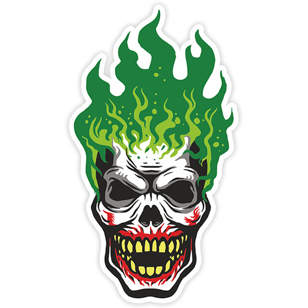 Adesivi per Auto e Moto: Cranio del Joker in fiamme