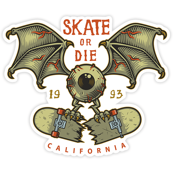 Adesivi per Auto e Moto: Skate or die, California 0